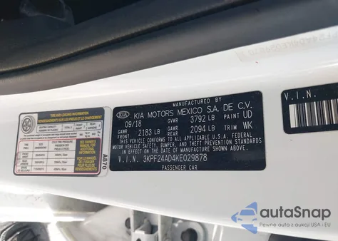 2019 Kia Forte Lxs из США, поврежденный, VIN 3KPF24AD4KE029878